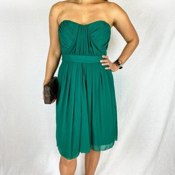 Badgley Mischka Green Chiffon Strapless Dress $850 - Picture 2 of 8
